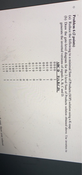 Solved Problem 6 (2 points) (a) Reduce the following to a | Chegg.com
