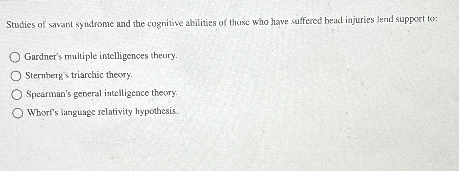 Solved Studies of savant syndrome and the cognitive | Chegg.com