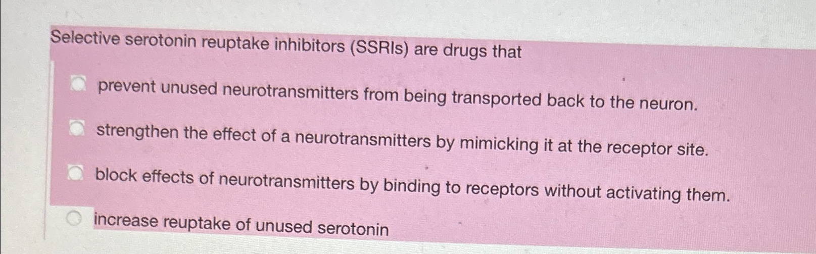 Solved Selective Serotonin Reuptake Inhibitors Ssris ﻿are