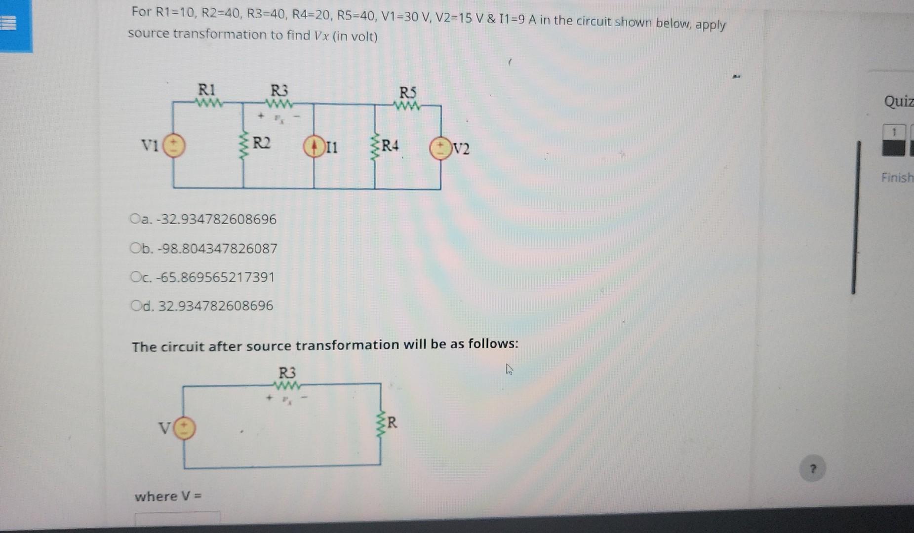 Solved For R1=10,R2=40,R3=40,R4=20,R5=40,V1=30 V, V2=15 | Chegg.com