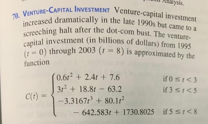 Solved Analysis. 70. VENTURE-CAPITAL INVESTMENT | Chegg.com