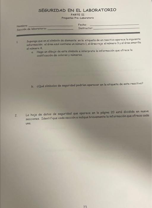 1. Suponga que en el simbolo de diemante en la etiqueta de un reactivo aparece la siguiente informoción: el área orul conticn