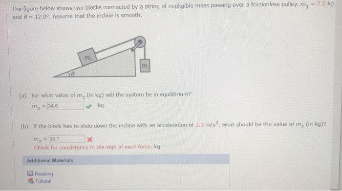 Solved The figure below shows two blocks connected by a | Chegg.com
