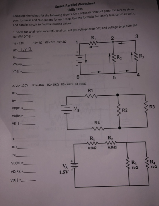 Parallel Circuit Problems Worksheets