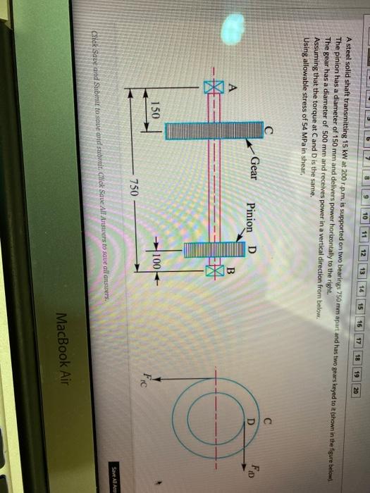 Solved 10 11 12 15 15 17 18 19 20 A Steel Solid Shaft 7376