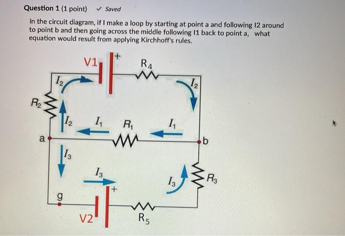 Solved Question 1 (1 point) Saved In the circuit diagram, if | Chegg.com