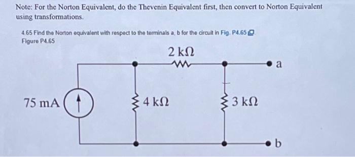 Solved Note: For the Norton Equivalent, do the Thevenin | Chegg.com