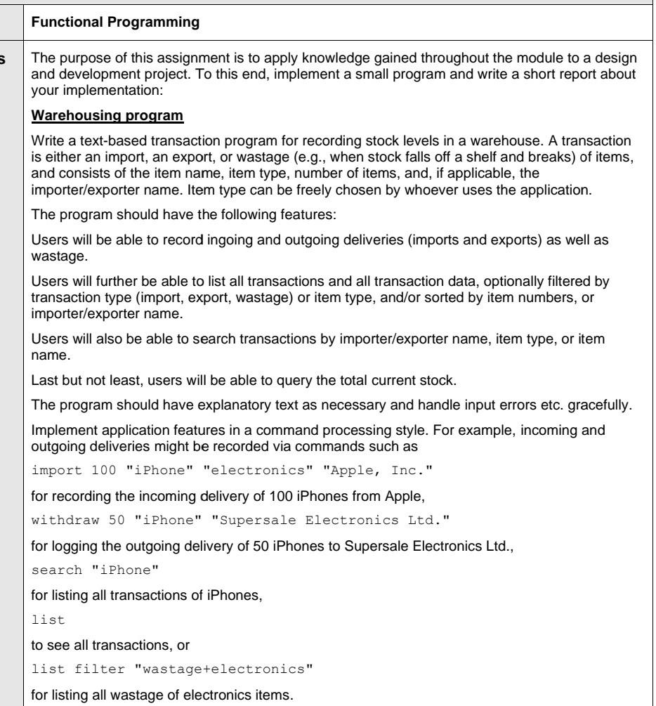 Solved Element 1 Title Functional Programming Task details | Chegg.com