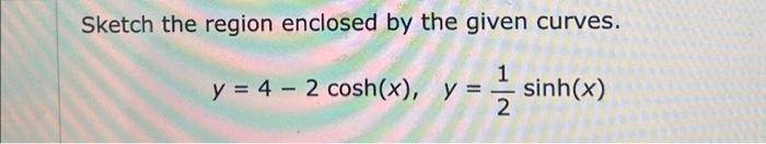 find the area of the region? y = 4 - 2 cosh(x), y= | Chegg.com