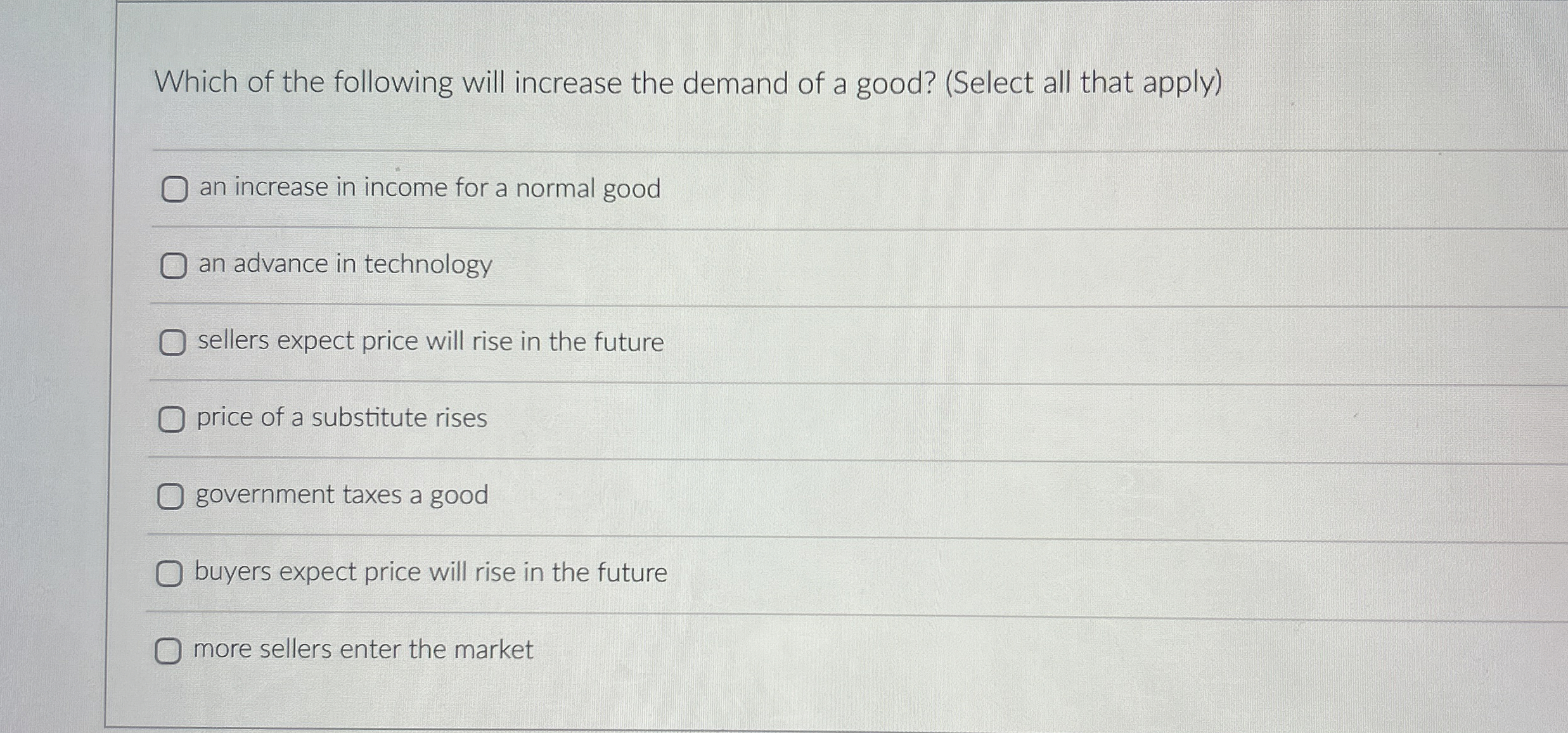 Solved Which of the following will increase the demand of a | Chegg.com