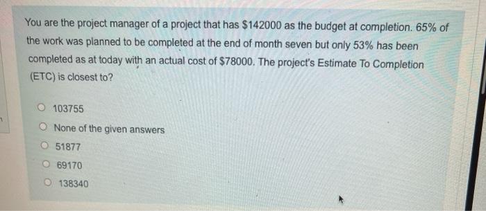 Solved You are the project manager of a project that has | Chegg.com