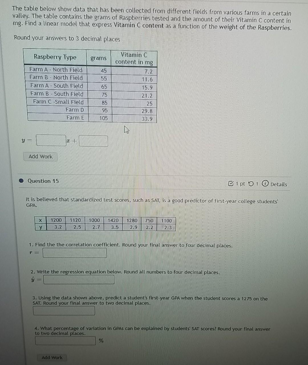 Solved The table below show data that has been collected | Chegg.com