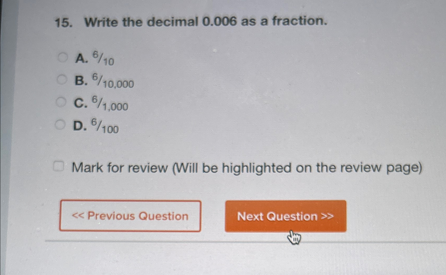 Solved Write the decimal 0.006 ﻿as a | Chegg.com