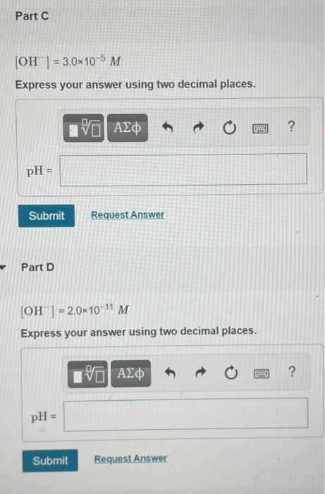 \[
\left[\mathrm{OH}^{-}\right]=3.0 \times 10^{-5} \mathrm{M}
\]
Express your answer using two decimal places.
\[
\mathrm{pH}