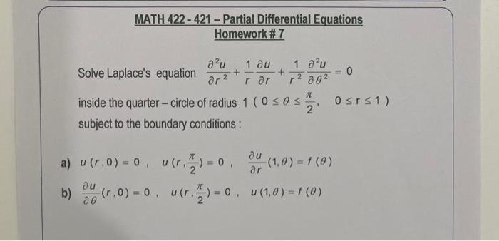 Solved MATH 422 - 421 - Partial Differential Equations | Chegg.com