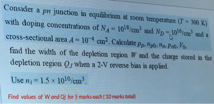 Solved Consider a pn junction in equilibrium at room | Chegg.com