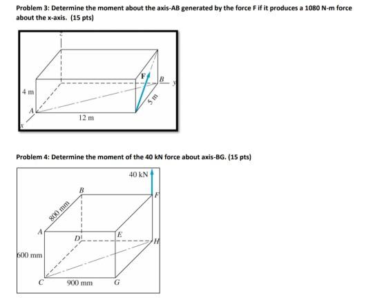 Solved Problem 3. Determine the moment about the axis-AB | Chegg.com