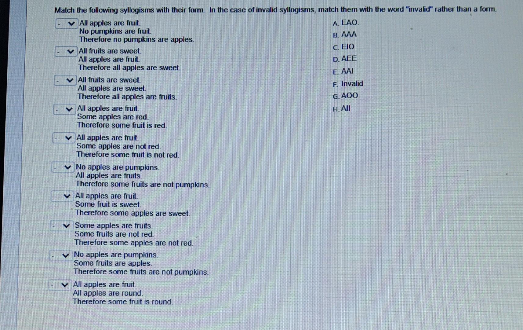 solved-match-the-following-syllogisms-with-their-form-in-chegg