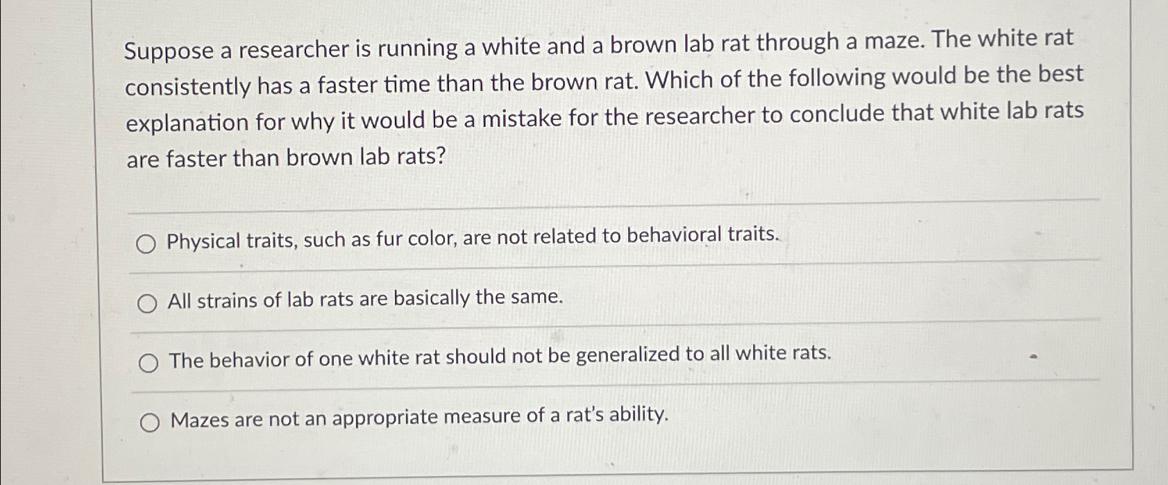 Solved Suppose a researcher is running a white and a brown | Chegg.com