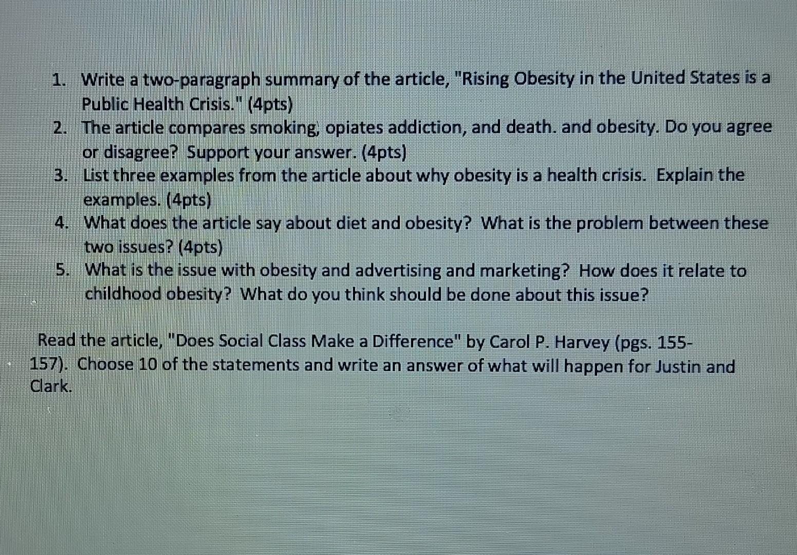 Solved 1. Write a two-paragraph summary of the article, | Chegg.com