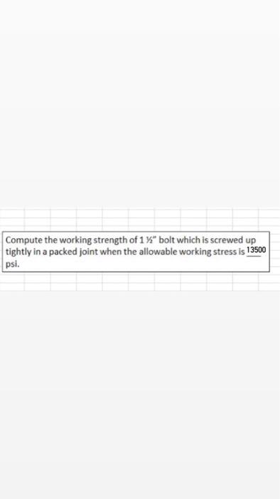 Solved Compute the working strength of 1%" bolt which is | Chegg.com
