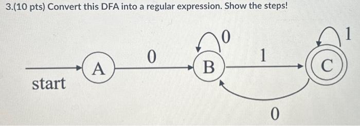 Solved 3.(10 pts) Convert this DFA into a regular | Chegg.com