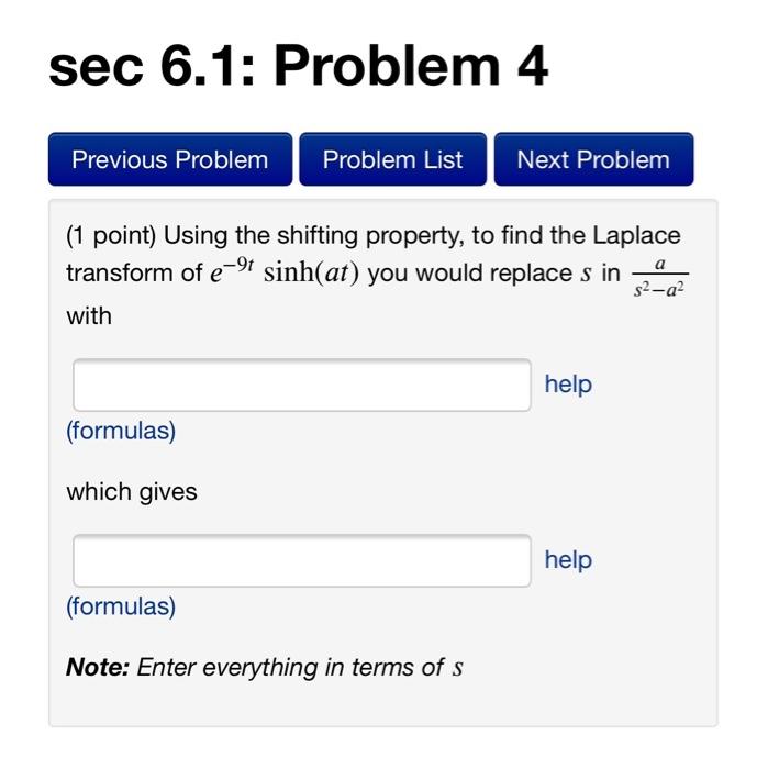 Solved sec 6.1: Problem 4 Previous Problem Problem List Next | Chegg.com