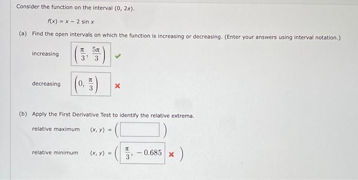 Solved Consider the function on the interval (0,2x). f(x) = | Chegg.com
