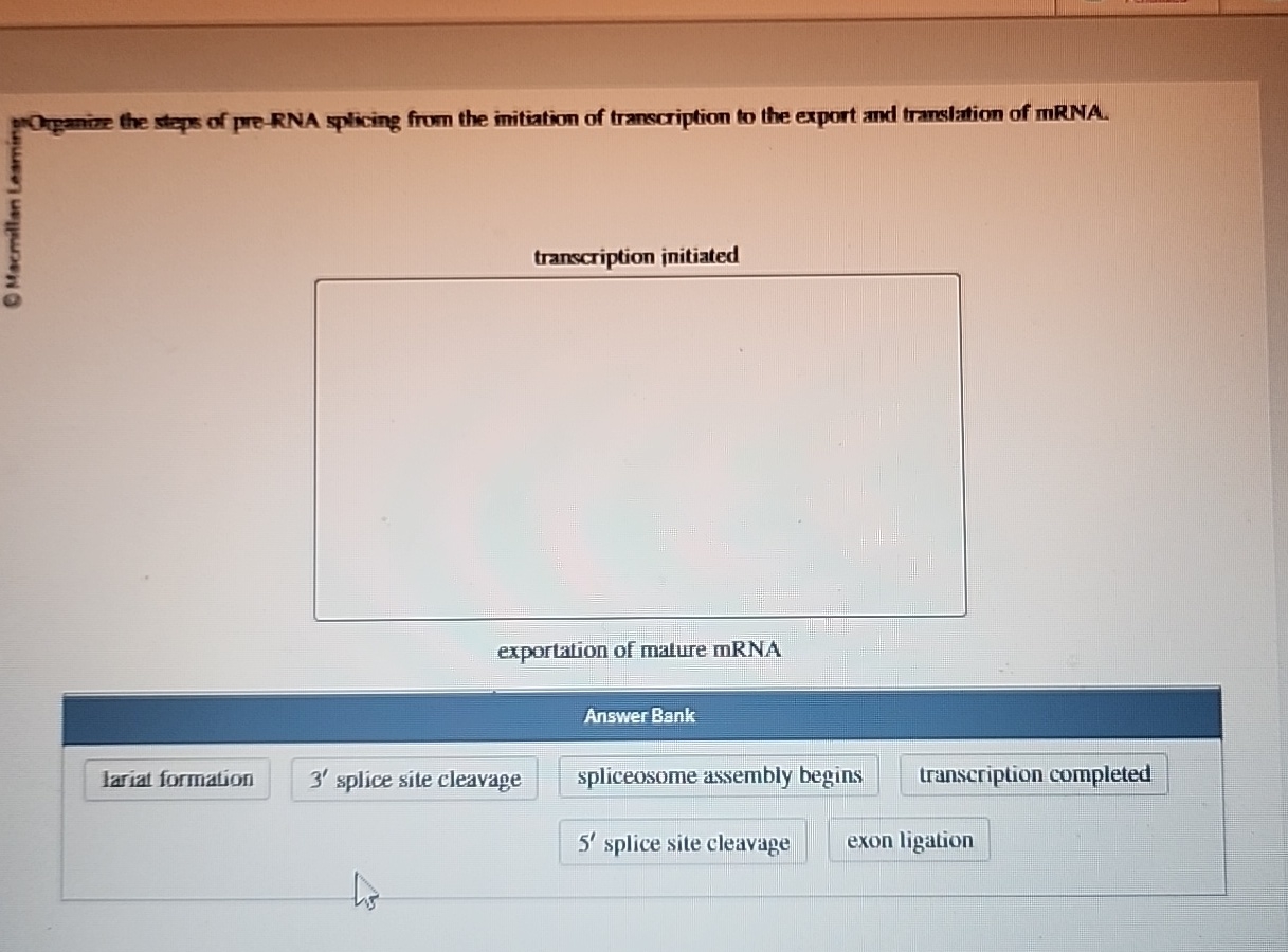 Solved 的Pre-RNA splicing from the initiation of | Chegg.com