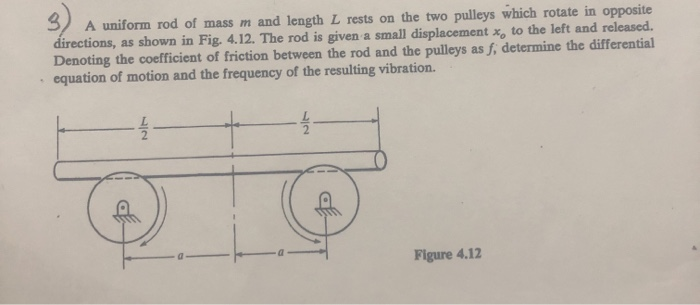 Solved 3 A uniform rod of mass m and length L rests on the | Chegg.com