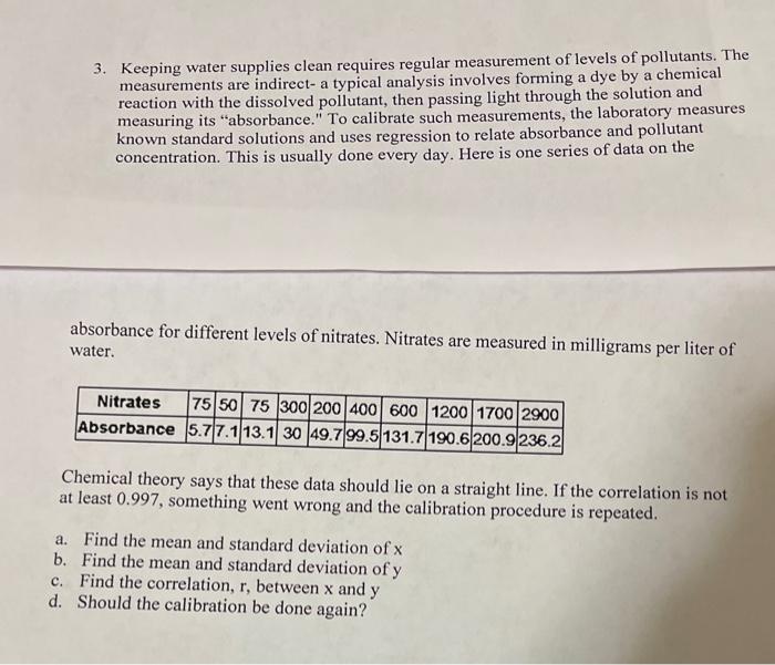 Solved You are preparing an experiment analyzing a pollutant