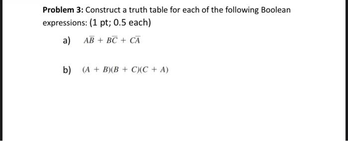 Solved Problem 3: Construct A Truth Table For Each Of The | Chegg.com