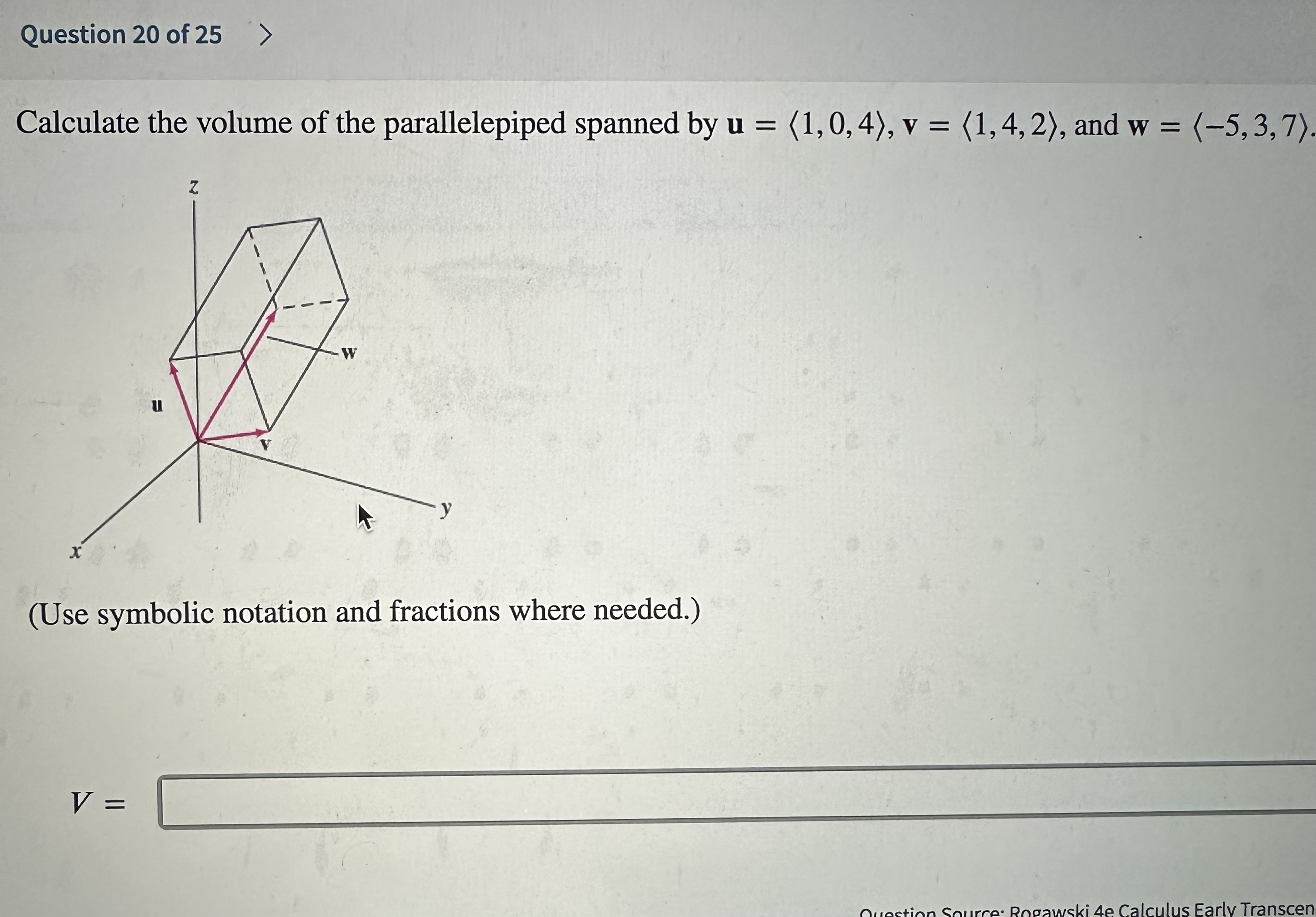 Solved Calculate the volume of the parallelepiped spanned by | Chegg.com