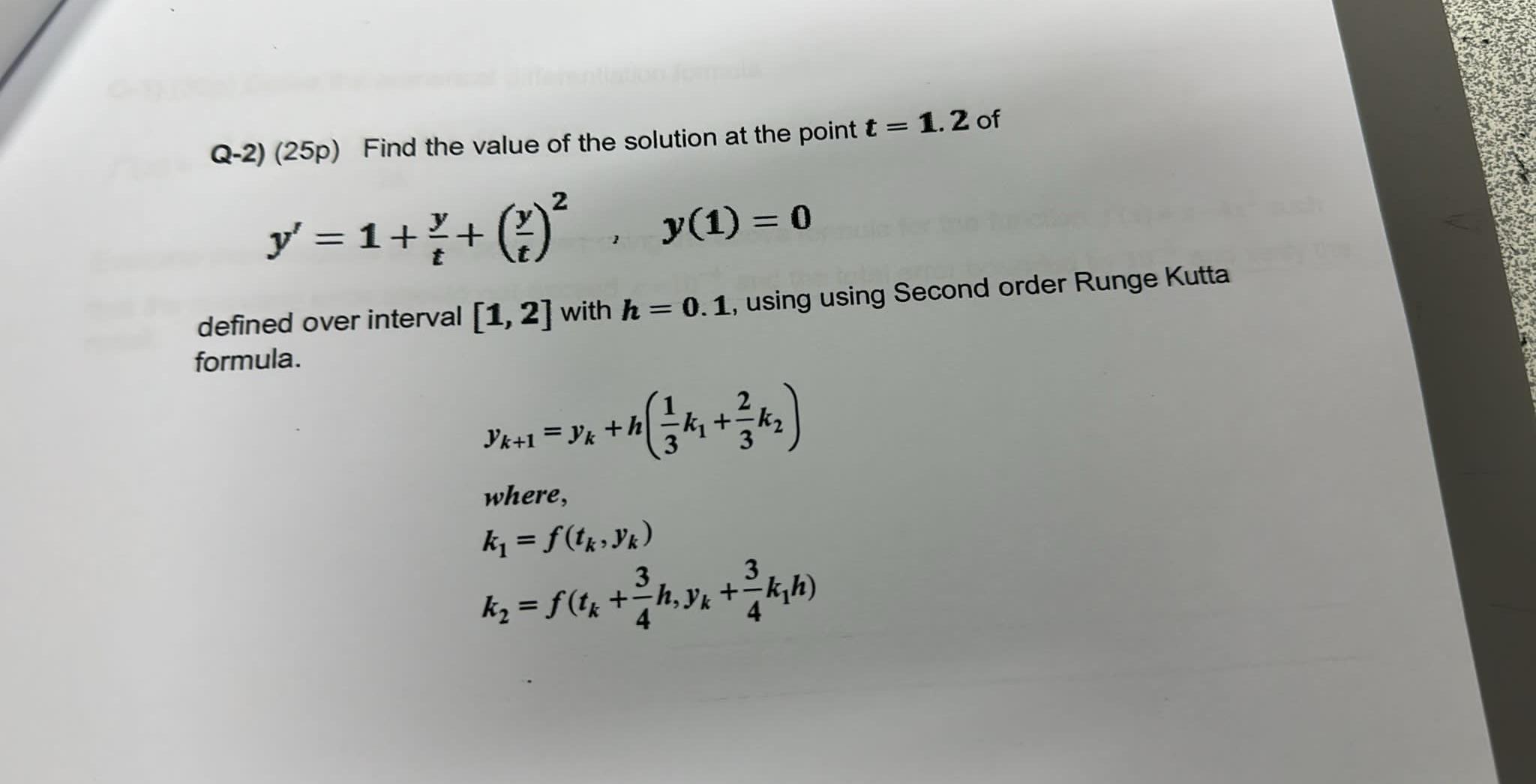 Solved Q-2) (25p) Find The Value Of The Solution At The | Chegg.com