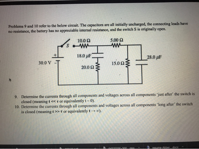 Solved Problems 9 and 10 refer to the below circuit. The | Chegg.com