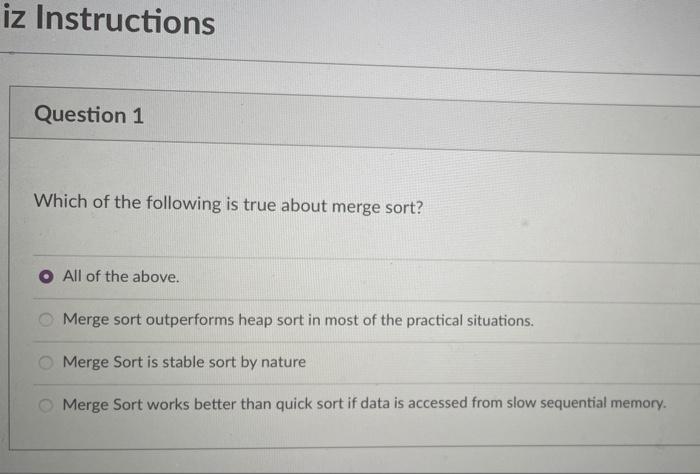 Solved iz Instructions Question 1 Which of the following is | Chegg.com