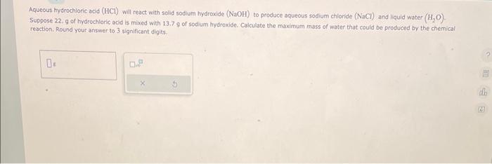 Solved Aqueous Hydrochloric Acid (HCl) Will React With Solid | Chegg.com