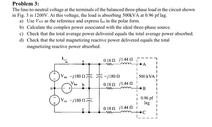 Solved Problem 3: The line-to-neutral voltage at the | Chegg.com