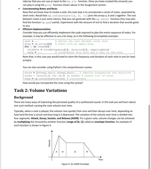 Task 1: Generating Musical Notes Background For this | Chegg.com