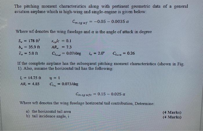 Solved The pitching moment characteristics along with | Chegg.com