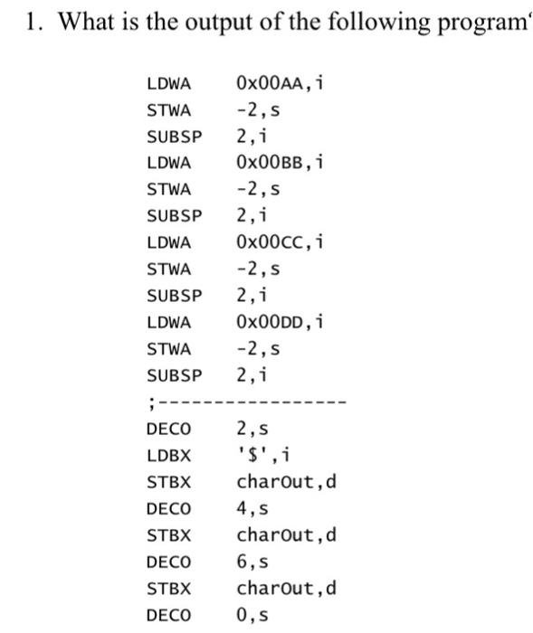 Solved 1. What is the output of the following program | Chegg.com