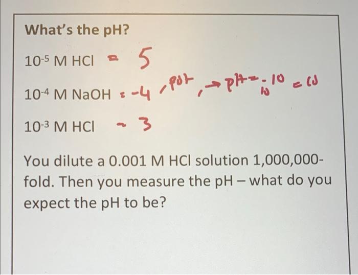 what is the ph of a 1 10 4 m hcl solution