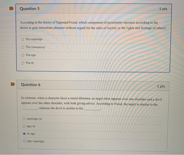 Solved Question 5 1 pts According to the theory of Sigmund | Chegg.com