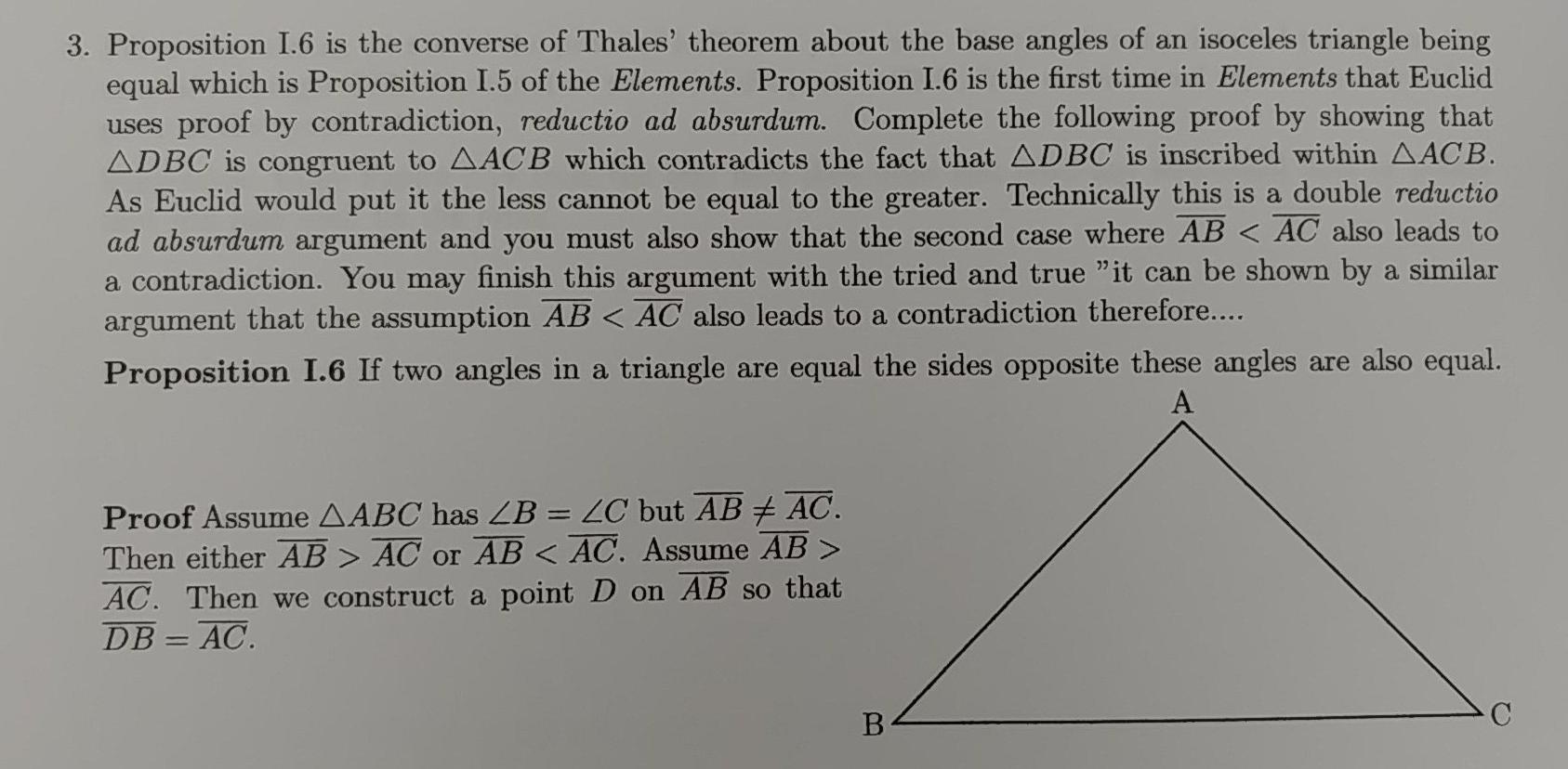 Solved 3. Proposition  is the converse of Thales' theorem 