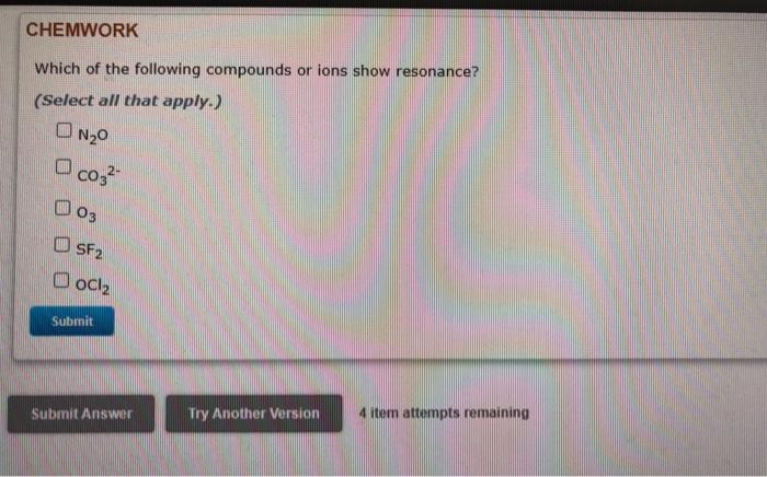 Solved Which of the following compounds or ions show | Chegg.com
