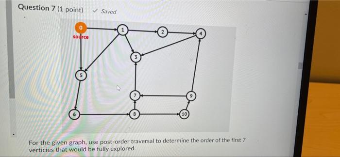 Solved Question 7 (1 Point) Saved Source 10 For The Given | Chegg.com