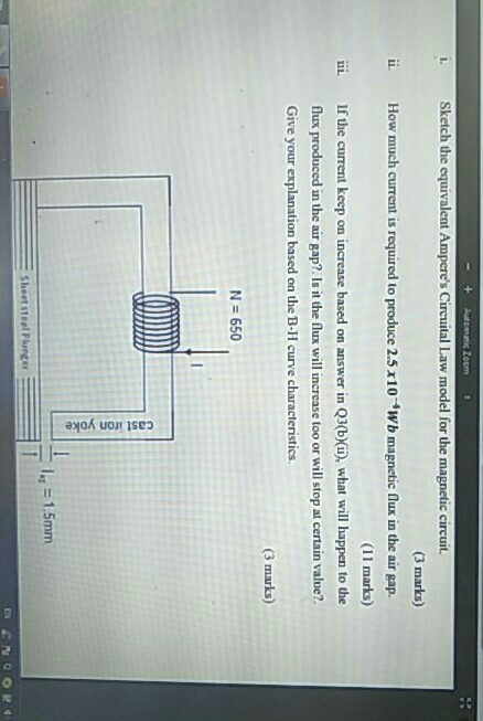 Solved B) A Magnetic Circuit Is Shown As In Figure Q3(b). | Chegg.com