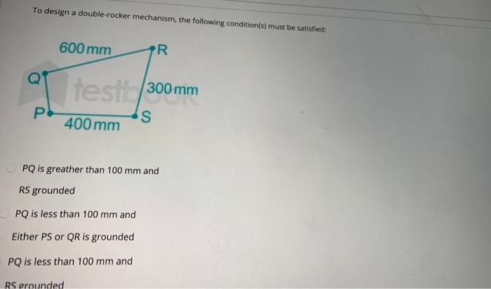 Solved To design a double-rocker mechanism, the following | Chegg.com