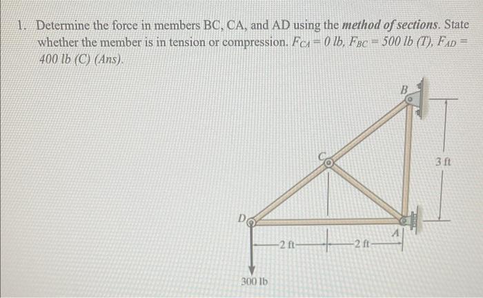 Solved How Do I Use Method Of Sections To Find These | Chegg.com