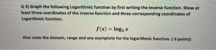 Solved Q 3) Graph the following Logarithmic function by | Chegg.com
